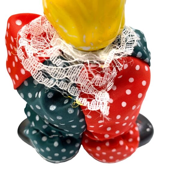 Vintage Clown Figurines Porcelain Head Hands Shoes Set Of 2 Bendable Polka Dot - Picture 7 of 10